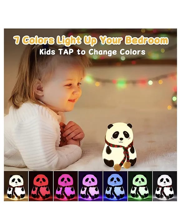 Cute Panda Night Lamp | Touch Silicone Lamp with 7-Color Changing LED