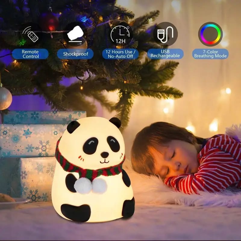 Cute Panda Night Lamp | Touch Silicone Lamp with 7-Color Changing LED