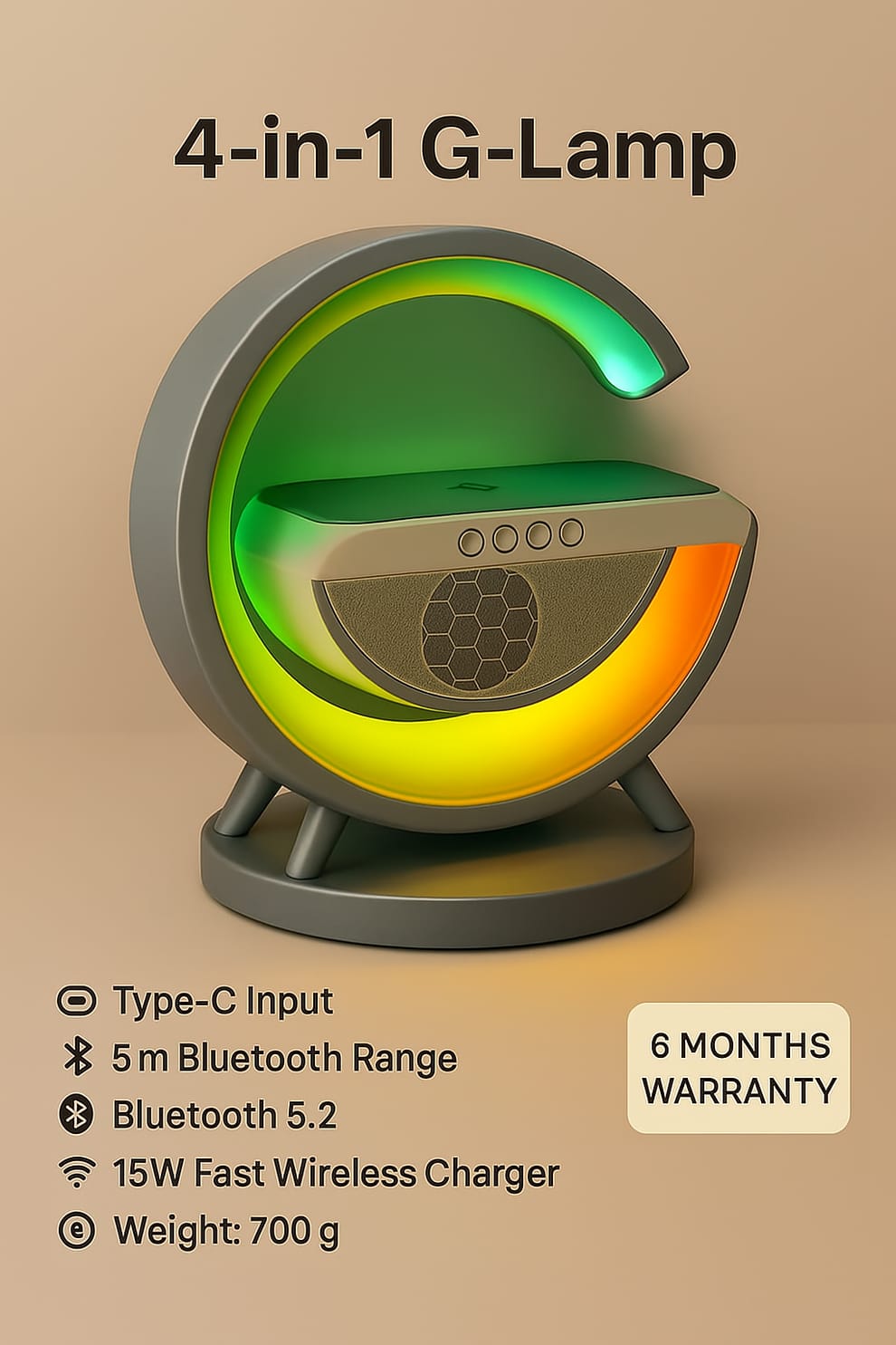 G-Shape Speaker Lamp-3 in 1 Night Light Bluetooth Speakers