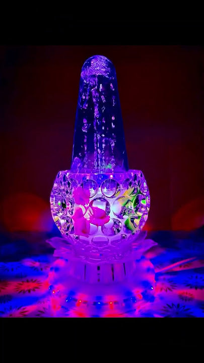 Decorative Rose Crystal Ball Electric Lamp, LED Night Light with Floral Design, Clear Glass Display Stand