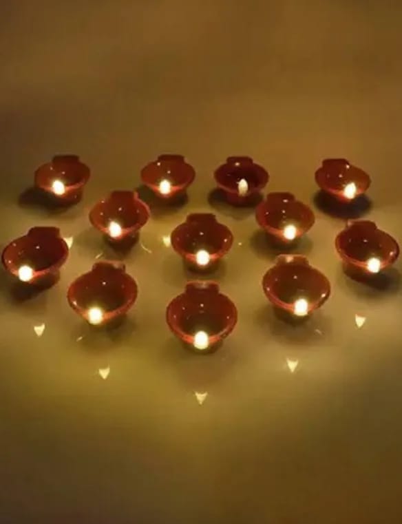 Water Sensor Diya for Home Decoration - Electric Flameless & Smokeless (Pack of 12)