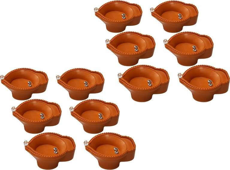 Water Sensor Diya for Home Decoration - Electric Flameless & Smokeless (Pack of 12)