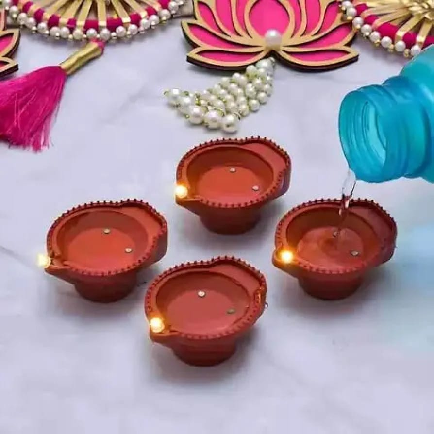 Water Sensor Diya for Home Decoration - Electric Flameless & Smokeless (Pack of 12)