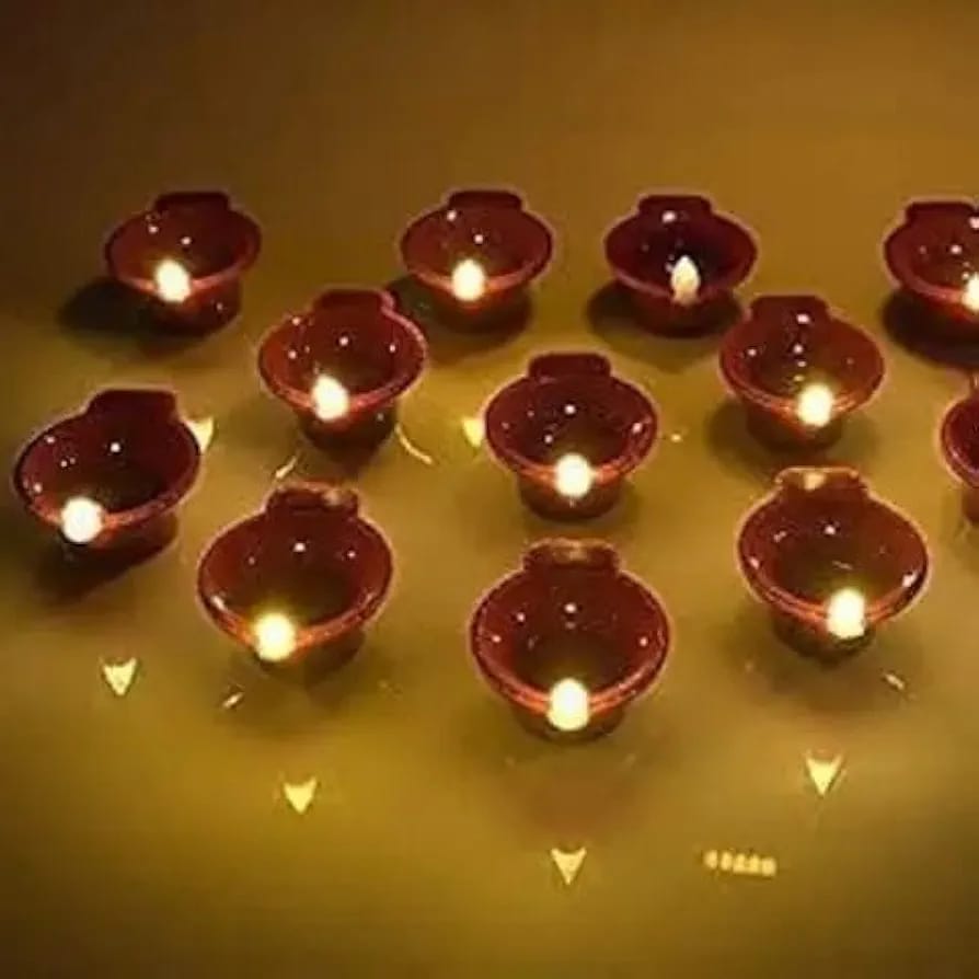 Water Sensor Diya for Home Decoration - Electric Flameless & Smokeless (Pack of 12)