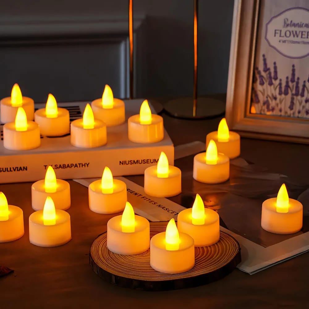 Flameless Led Tea Light Candles for Home Decor (pack of 24)