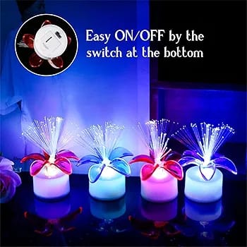 Fiber Optic Candle Light lamp Floral Color Changing Led (Pack of 12)
