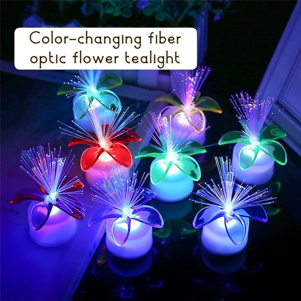 Fiber Optic Candle Light lamp Floral Color Changing Led (Pack of 12)