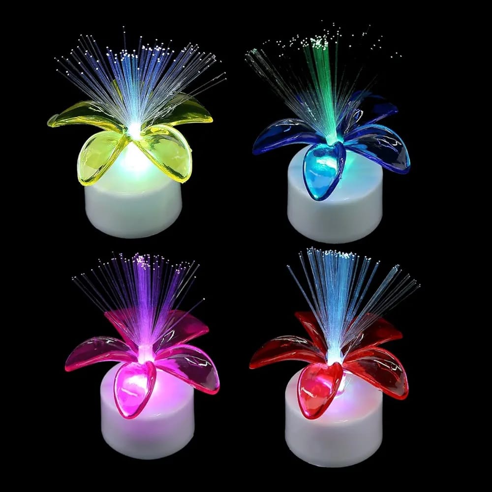 Fiber Optic Candle Light lamp Floral Color Changing Led (Pack of 12)