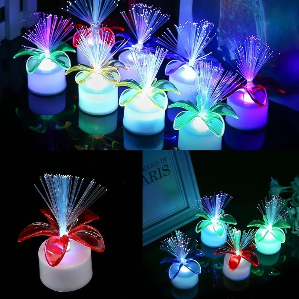 Fiber Optic Candle Light lamp Floral Color Changing Led (Pack of 12)