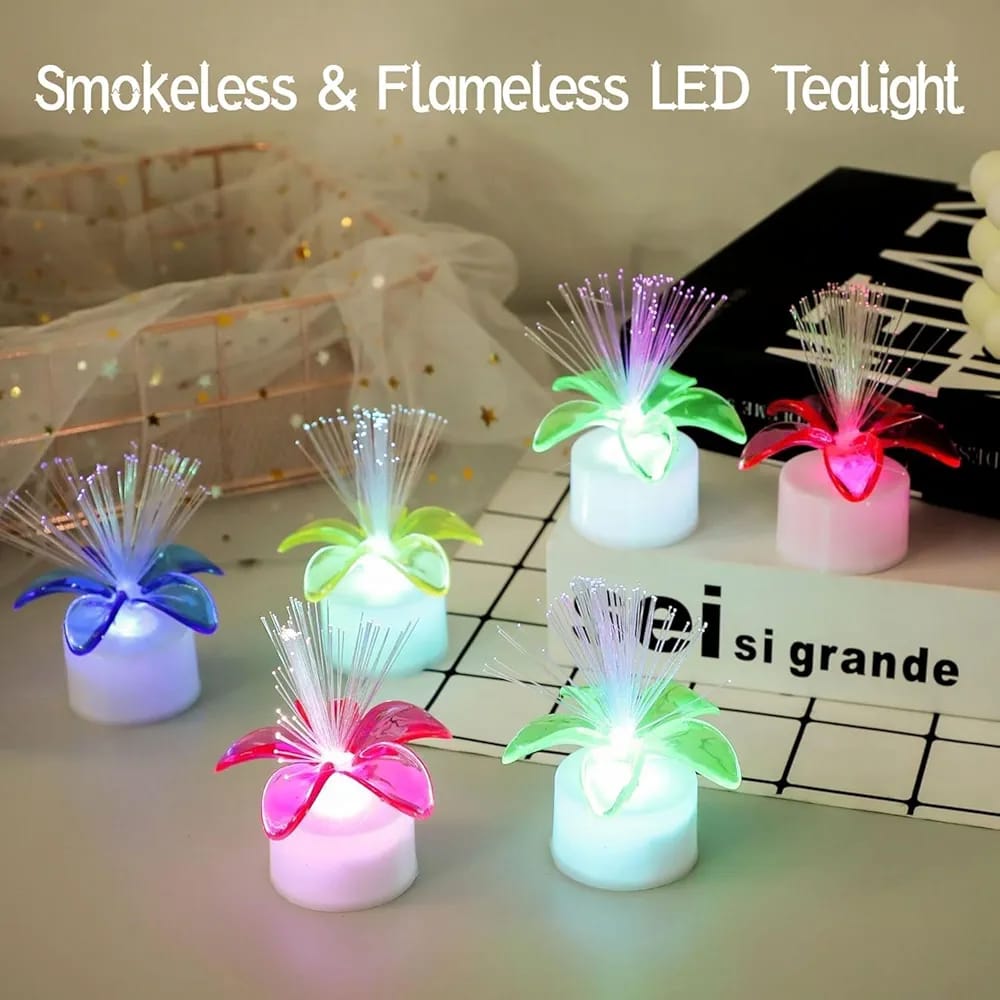 Fiber Optic Candle Light lamp Floral Color Changing Led (Pack of 12)