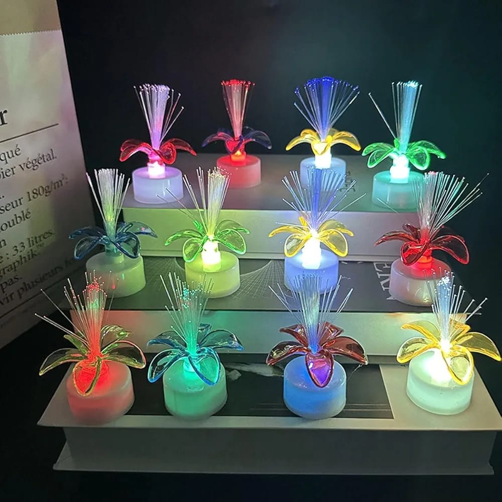 Fiber Optic Candle Light lamp Floral Color Changing Led (Pack of 12)