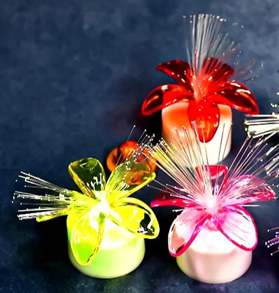 Fiber Optic Candle Light lamp Floral Color Changing Led (Pack of 12)