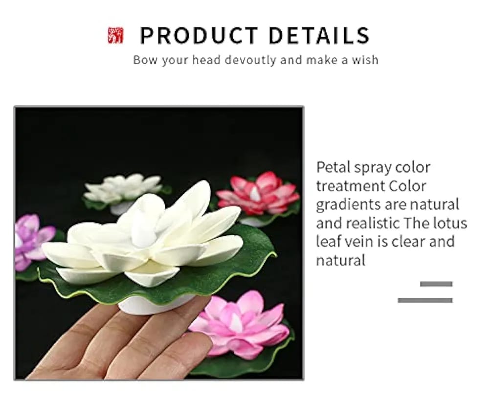 Multi Color Floating Lotus Flower Shape Floating LED Candles (Pack of 6)