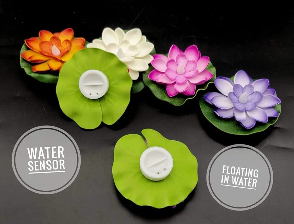 Multi Color Floating Lotus Flower Shape Floating LED Candles (Pack of 6)