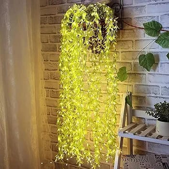 Artificial Leaf Curtain LED String Light, 180 LEDs, 8 Modes, Remote Control