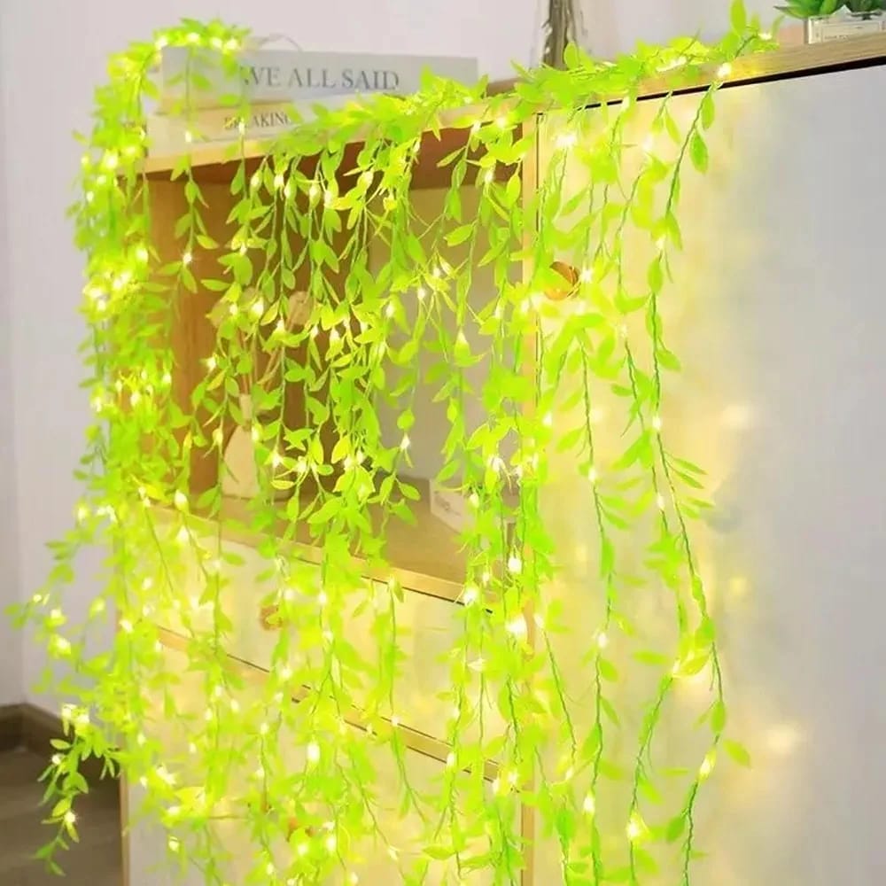 Artificial Leaf Curtain LED String Light, 180 LEDs, 8 Modes, Remote Control