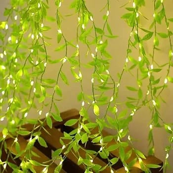 Artificial Leaf Curtain LED String Light, 180 LEDs, 8 Modes, Remote Control