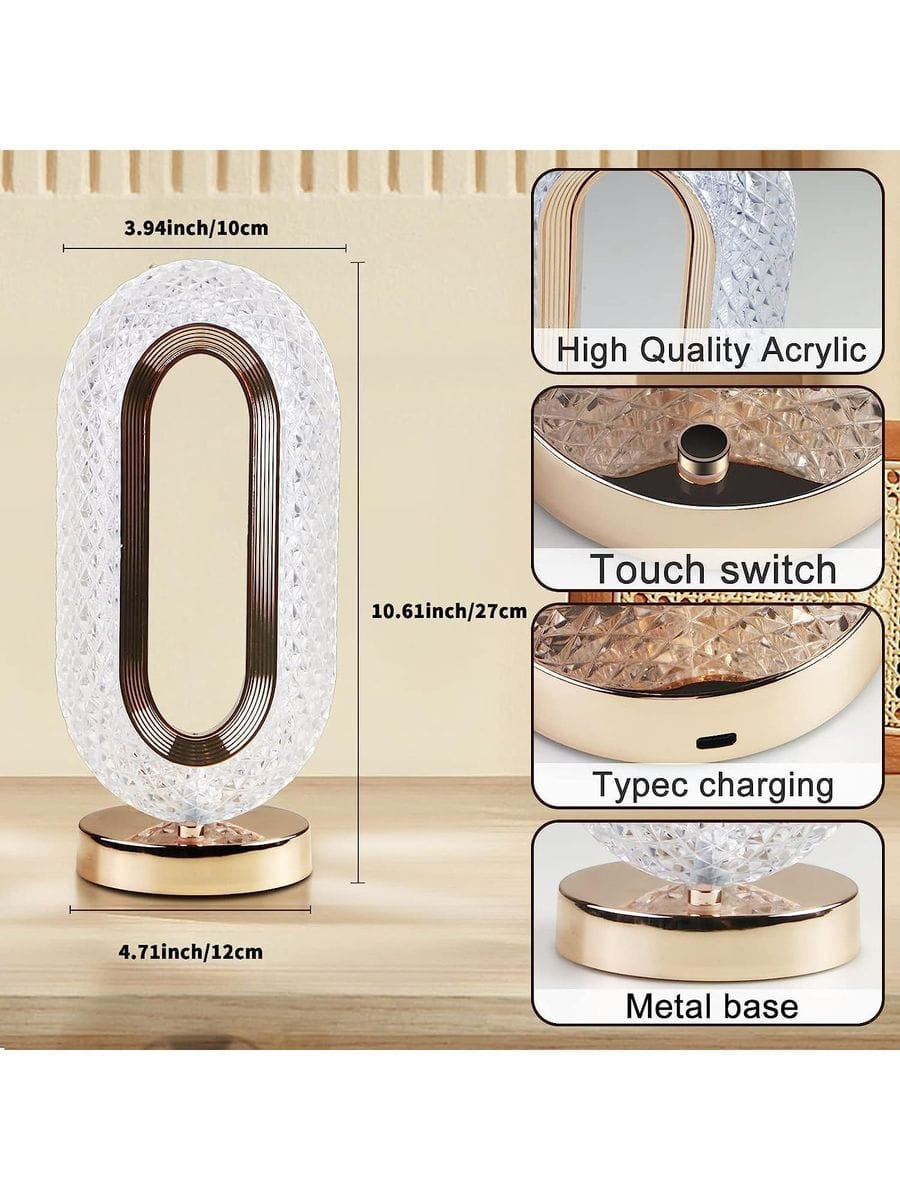 Luxury Crystal LED Table Lamp-3 Colors Dimmable with Touch