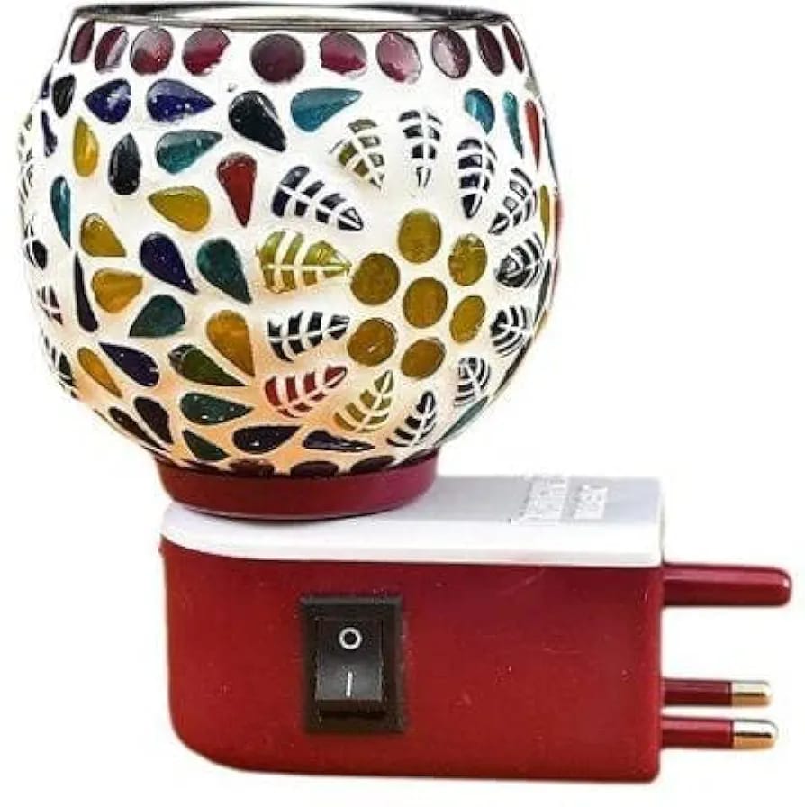 Kapur Dani Electrical Camphor Diffuser. Glass Kapoor Dani & Essential Oil Diffuser with On Off Switch