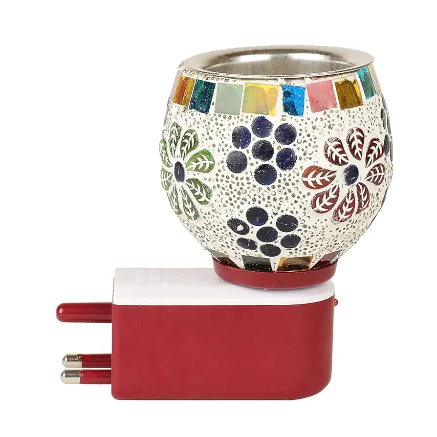 Kapur Dani Electrical Camphor Diffuser. Glass Kapoor Dani & Essential Oil Diffuser with On Off Switch