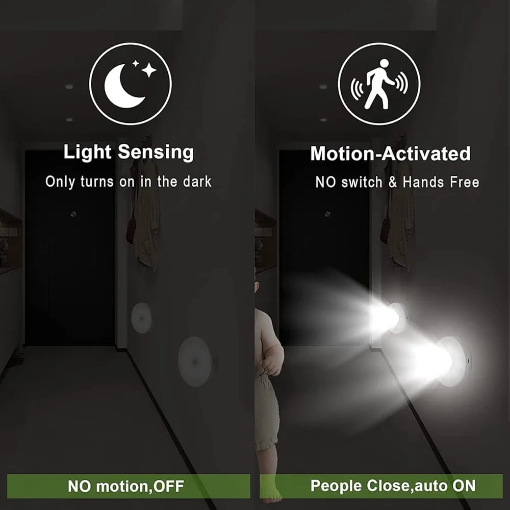 Motion Sensor Light for Home with USB Charging Wireless Self Adhesive LED Body Induction Lamp Sensor Light for Wardrobe Lights Sensor Night Light(SET OF 2)