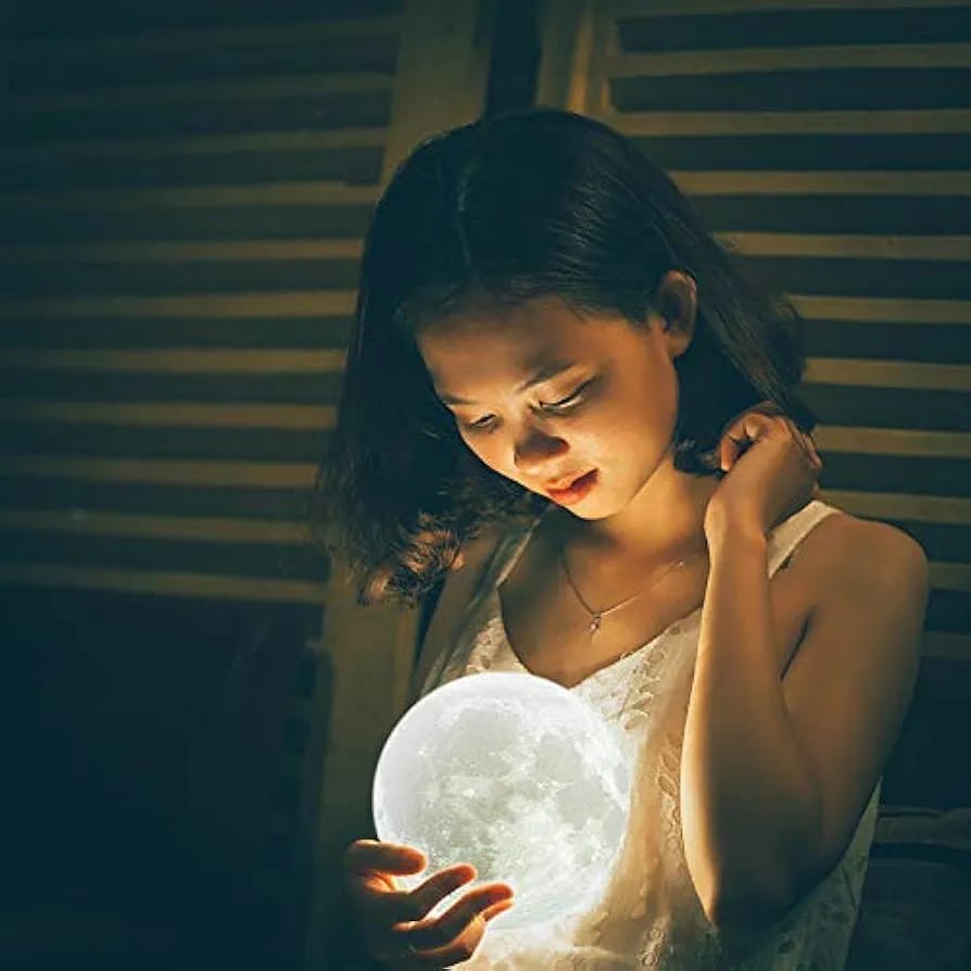 3D Moon Light lamp 7 Multi Colors Changing Touch Sensor for Adult and Kids with Wooden Stand