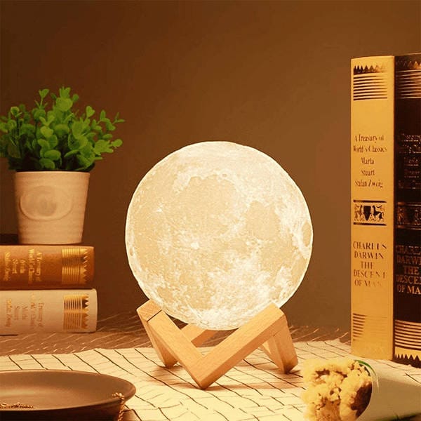 3D Moon Light lamp 7 Multi Colors Changing Touch Sensor for Adult and Kids with Wooden Stand
