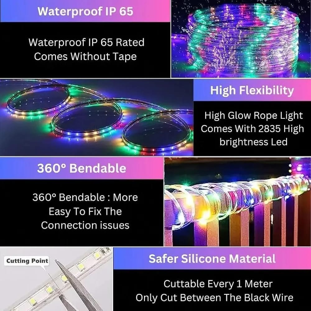 10M Rope Light Waterproof High Brightness for Indoor/Outdoor Use 1200 LEDs 10 m Multicolor Steady Strip Rice Lights