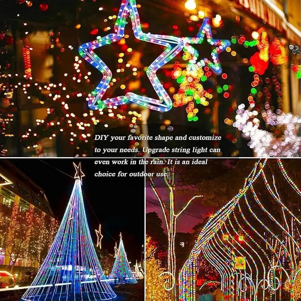10M Rope Light Waterproof High Brightness for Indoor/Outdoor Use 1200 LEDs 10 m Multicolor Steady Strip Rice Lights
