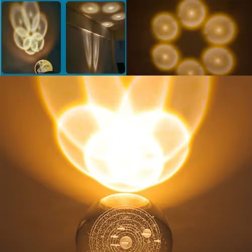 3D Galaxy Crystal Ball Night Light | Dimmable Engraved LED Glass Ball Table Lamp with USB and Wooden Base SET OF 2