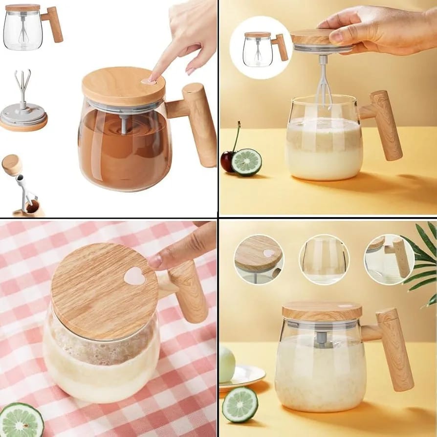 Self Stirring Mug Electric Mixing Cup High Borosilicate Glass Mixing Coffee Mug Rotating Home Office Travel