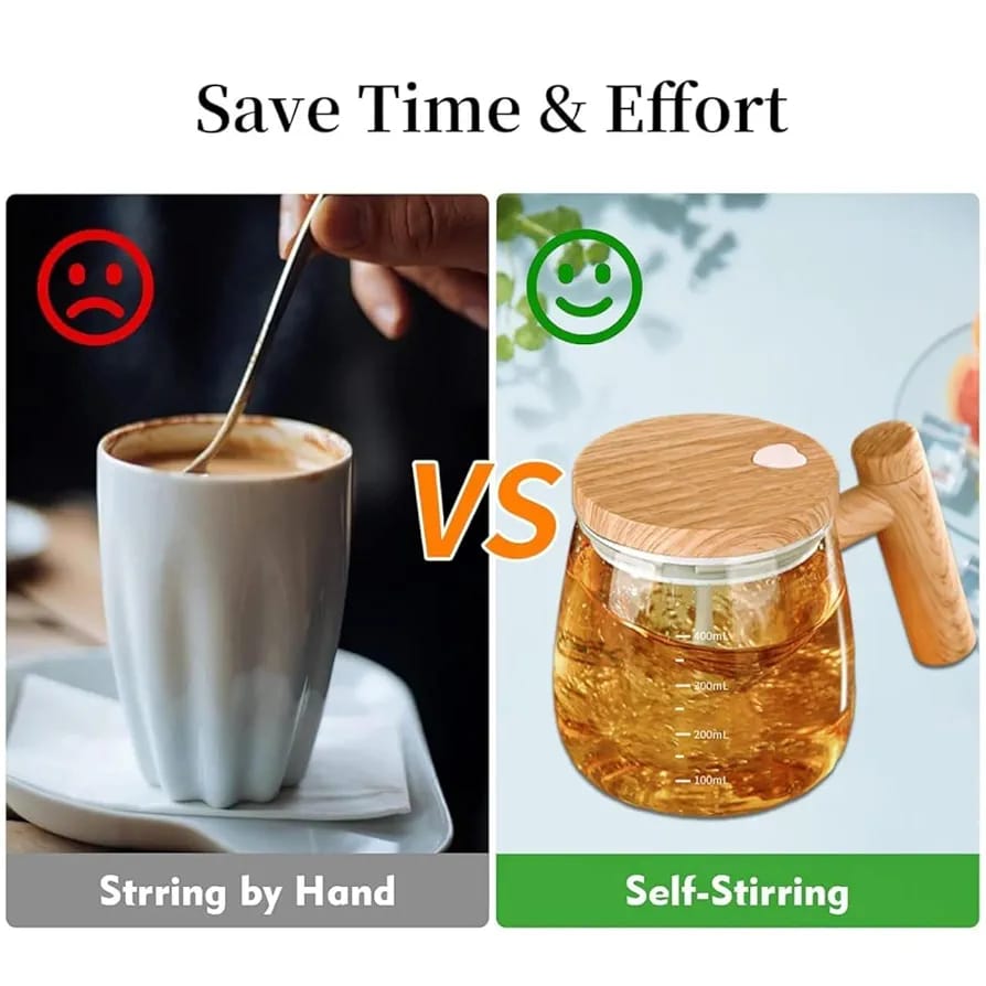 Self Stirring Mug Electric Mixing Cup High Borosilicate Glass Mixing Coffee Mug Rotating Home Office Travel