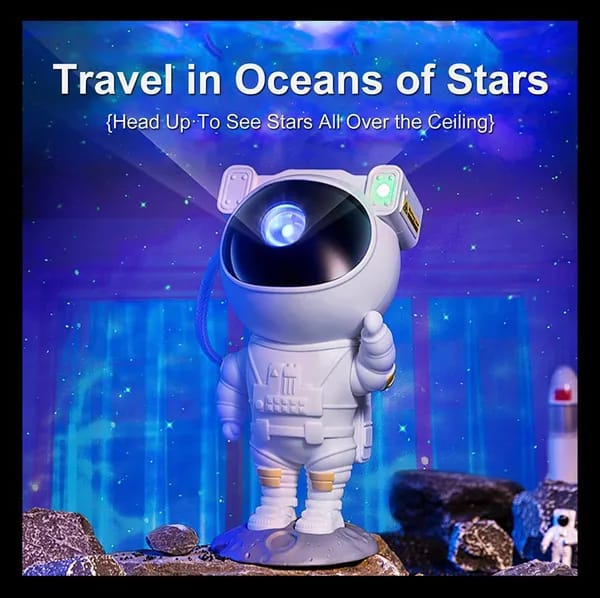 Astronaut Galaxy Projector Night Light – 360° Rotating Nebula Star Projector