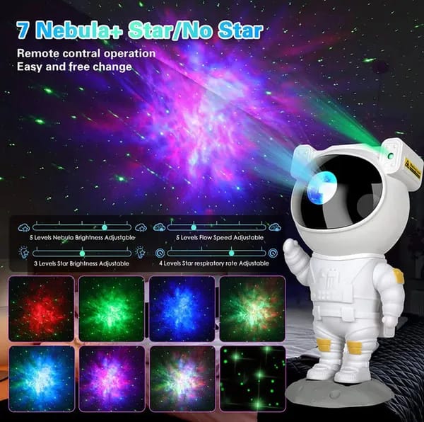 Astronaut Galaxy Projector Night Light – 360° Rotating Nebula Star Projector