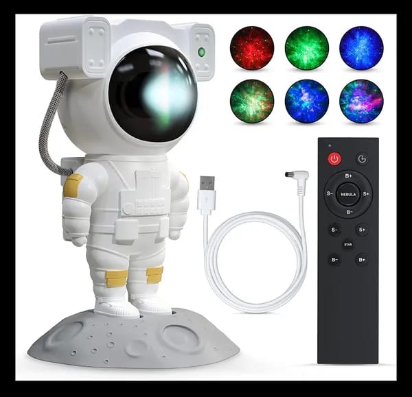 Astronaut Galaxy Projector Night Light – 360° Rotating Nebula Star Projector