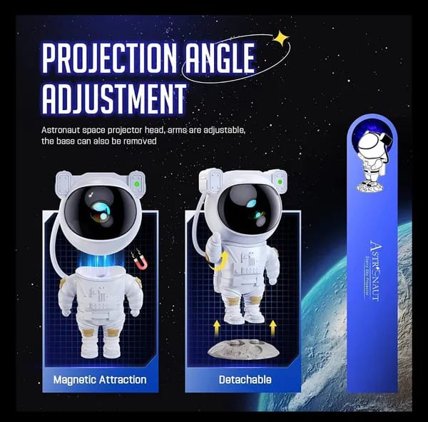 Astronaut Galaxy Projector Night Light – 360° Rotating Nebula Star Projector