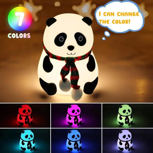 Cute Panda Night Lamp | Touch Silicone Lamp with 7-Color Changing LED