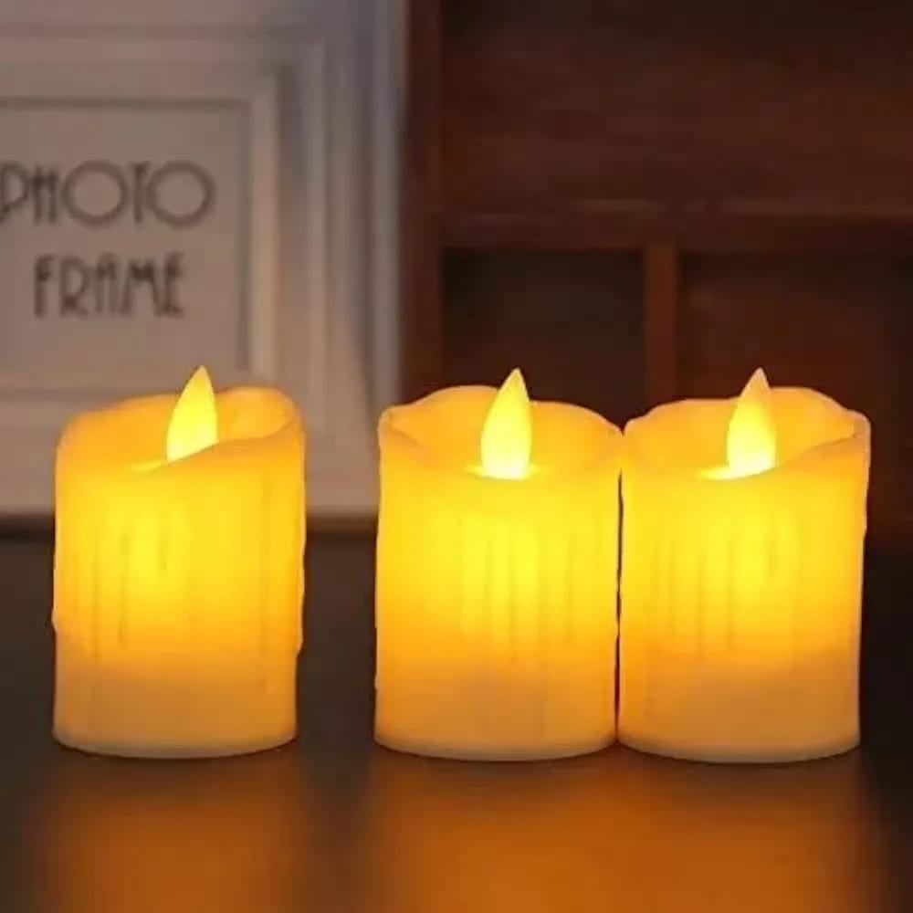 Acrylic Dancing Flame LED Tea Light Candle for Home Decoration (Pack of 12)