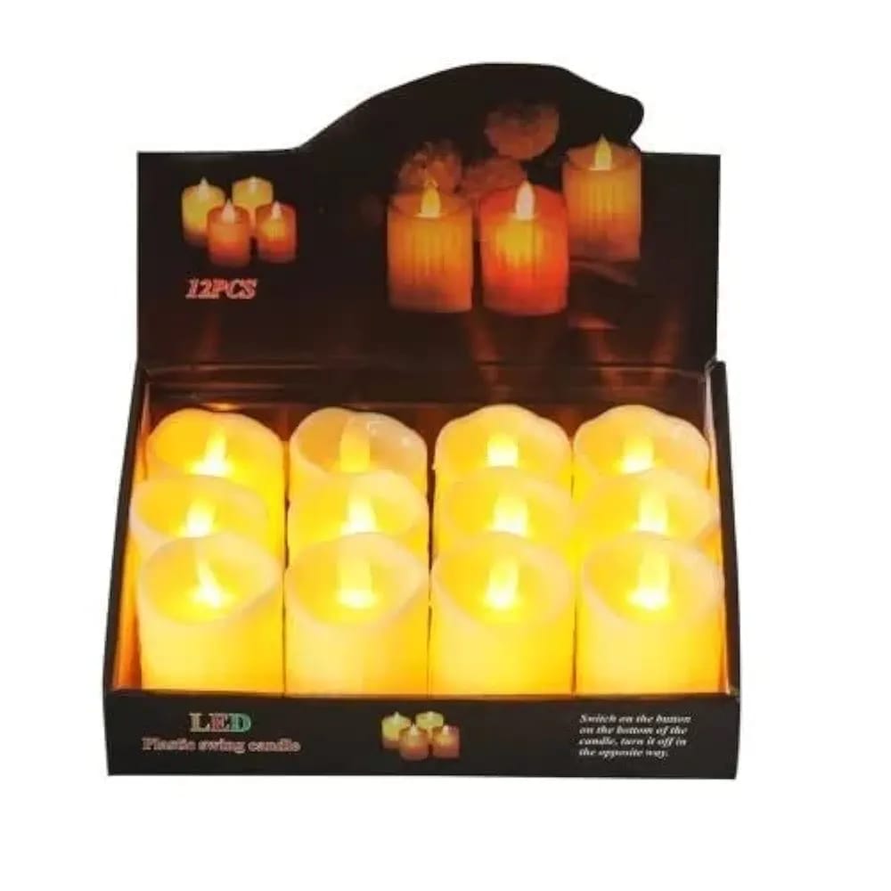 Acrylic Dancing Flame LED Tea Light Candle for Home Decoration (Pack of 12)