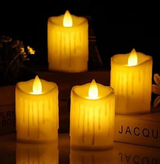 Acrylic Dancing Flame LED Tea Light Candle for Home Decoration (Pack of 12)