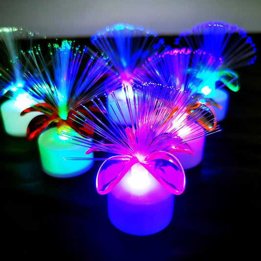 Fiber Optic Candle Light lamp Floral Color Changing Led (Pack of 12)