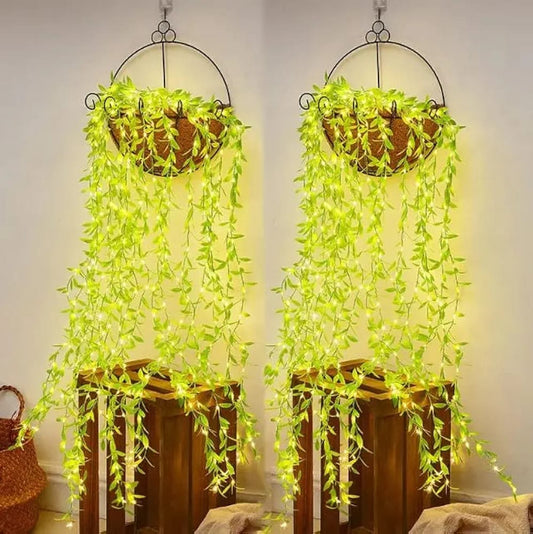 Artificial Leaf Curtain LED String Light, 180 LEDs, 8 Modes, Remote Control