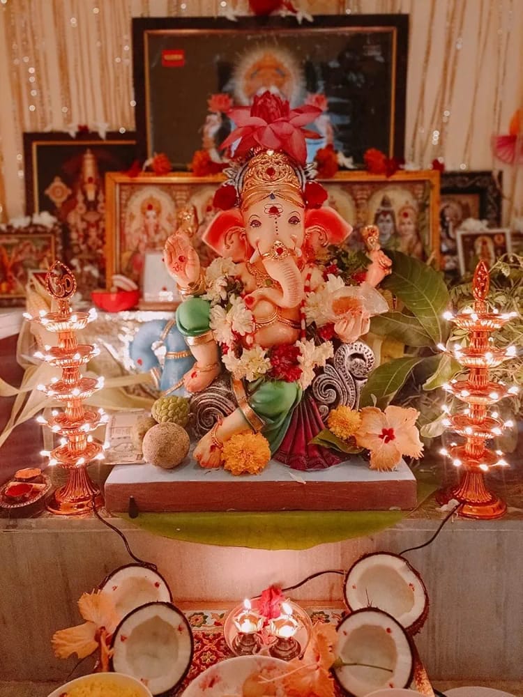 Stylish 5 Layer Electric Om Diya Stand and Trending Gold Light Diya Deepak for Pooja