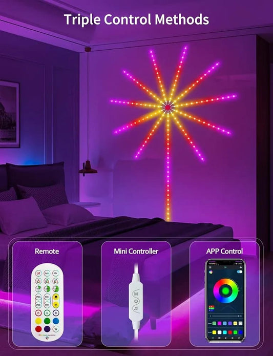 RGB Color Changing Led Strip Light Perfect for Diwali & Home Decoration (5V),Smart App Remote Control Firework Led Strip Light Firework Launch Effect