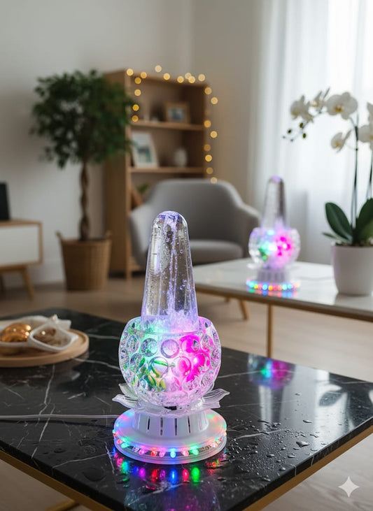 Decorative Rose Crystal Ball Electric Lamp, LED Night Light with Floral Design, Clear Glass Display Stand