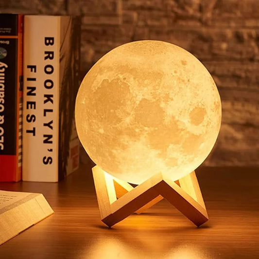 3D Moon Light lamp 7 Multi Colors Changing Touch Sensor for Adult and Kids with Wooden Stand