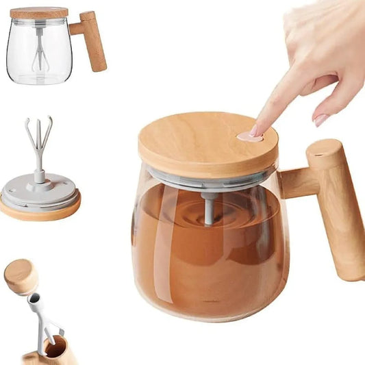 Self Stirring Mug Electric Mixing Cup High Borosilicate Glass Mixing Coffee Mug Rotating Home Office Travel